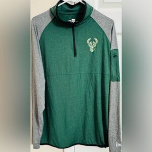 NewEra MilwaukeeBucks Basketball Themed Men’s Large Long Sleeve 1/4 Zip Pullover